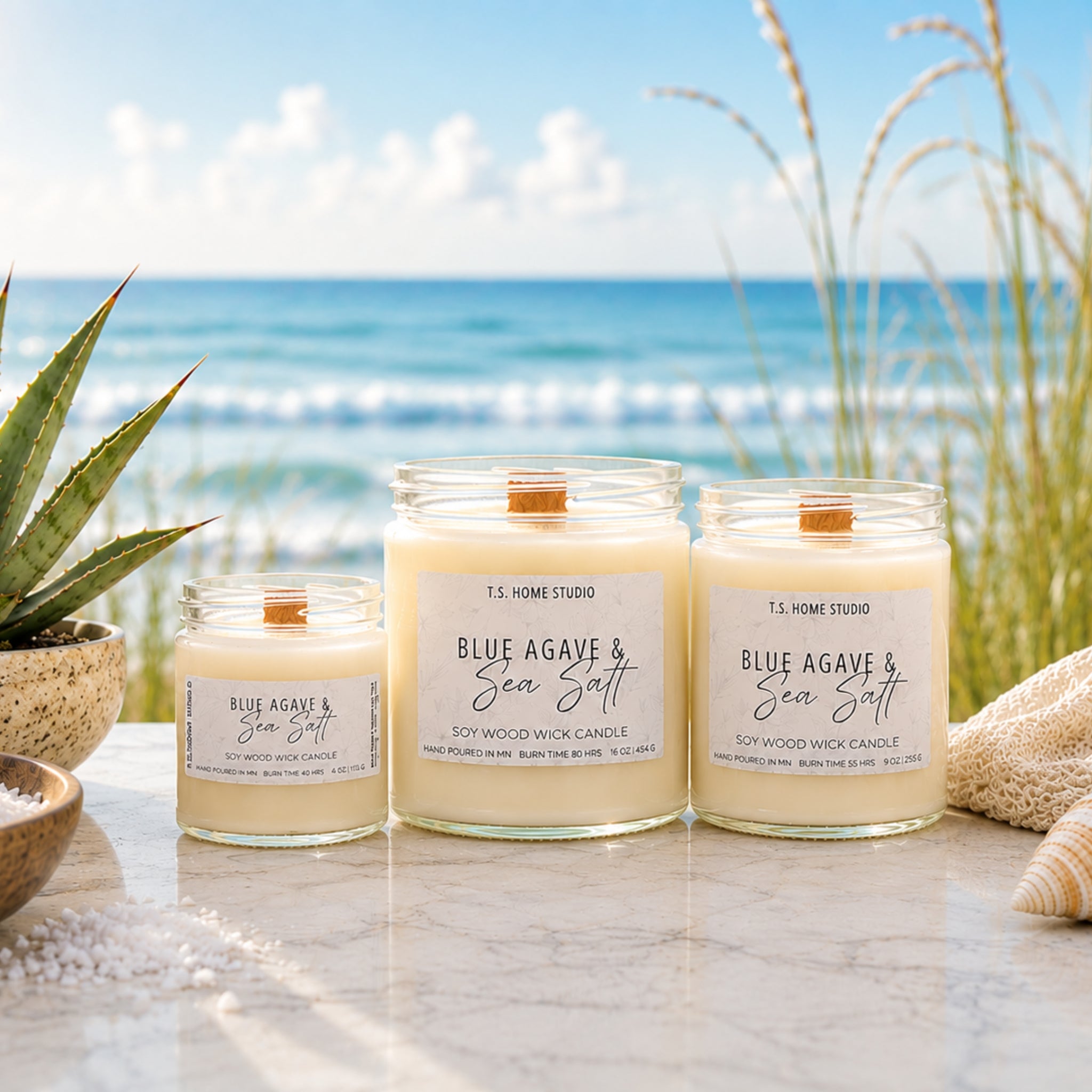 Blue Agave & Sea Salt Soy Wood Wick Candle