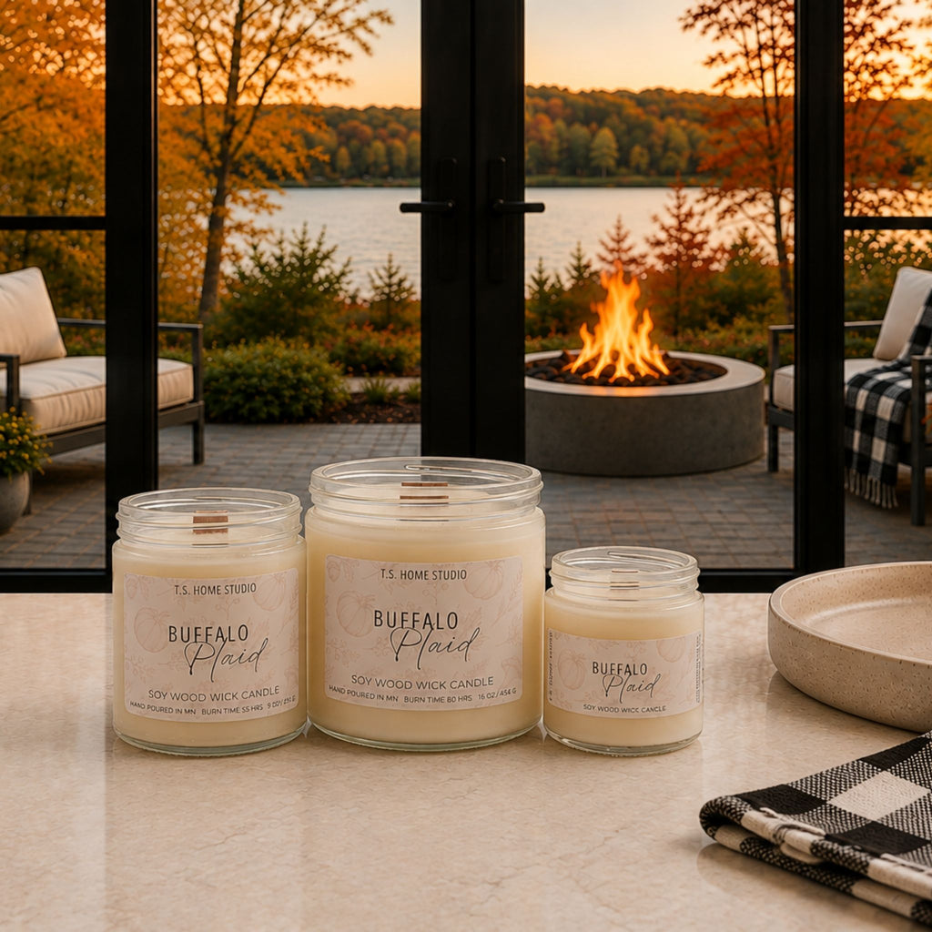 Buffalo Plaid Soy Wood Wick Candle