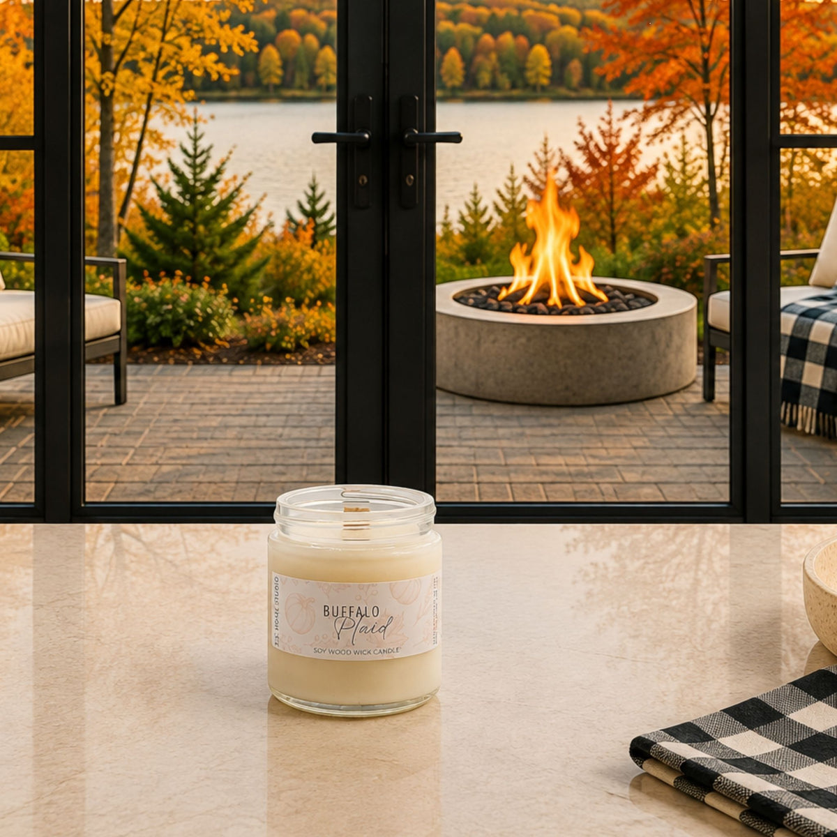 Buffalo Plaid Soy Wood Wick Candle