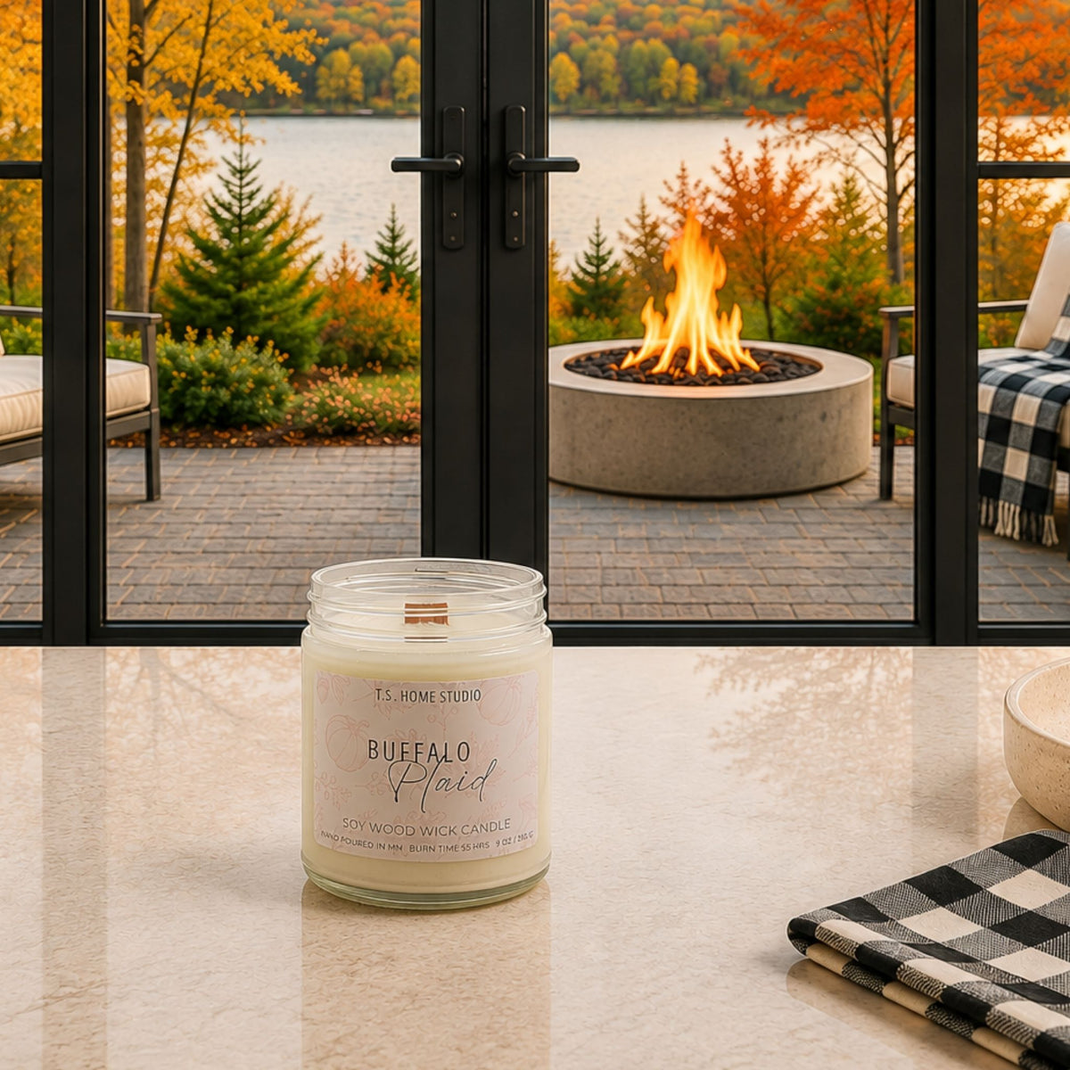 Buffalo Plaid Soy Wood Wick Candle