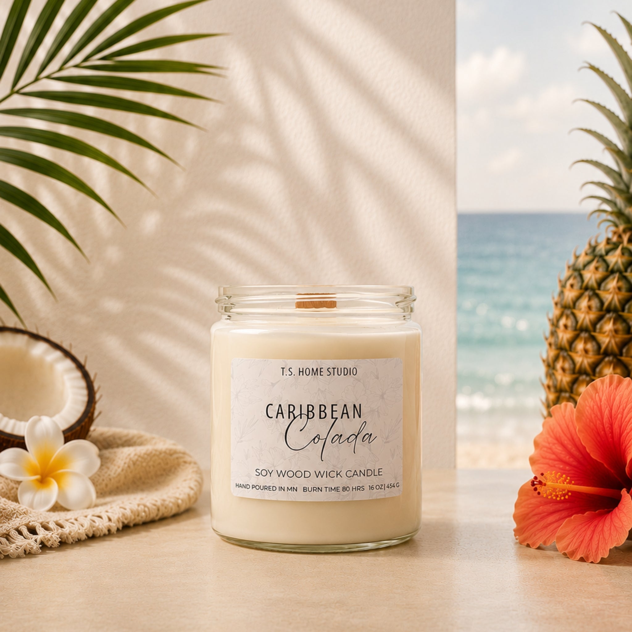 Caribbean Colada Soy Wood Wick Candle