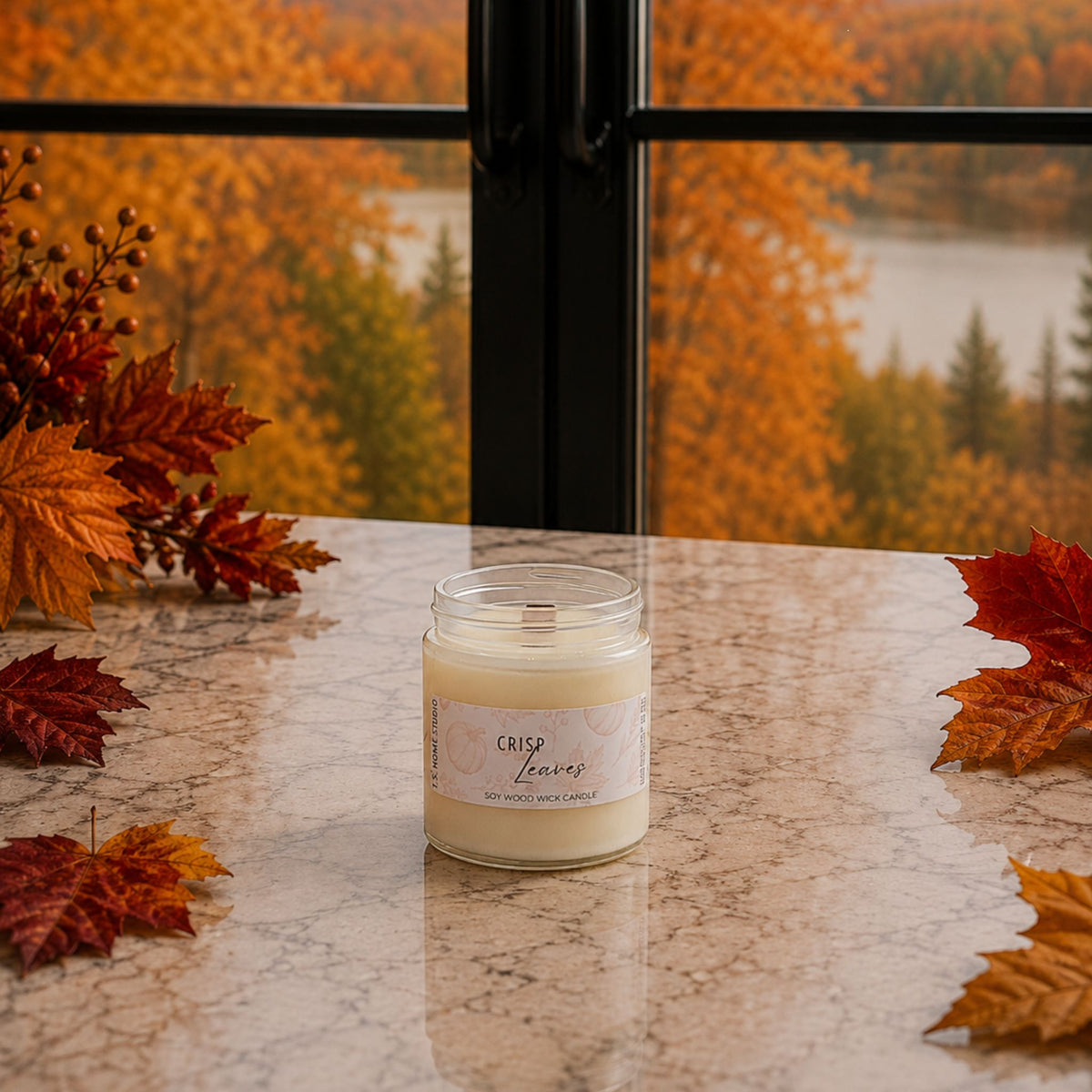 Crisp Leaves Soy Wood Wick Candle