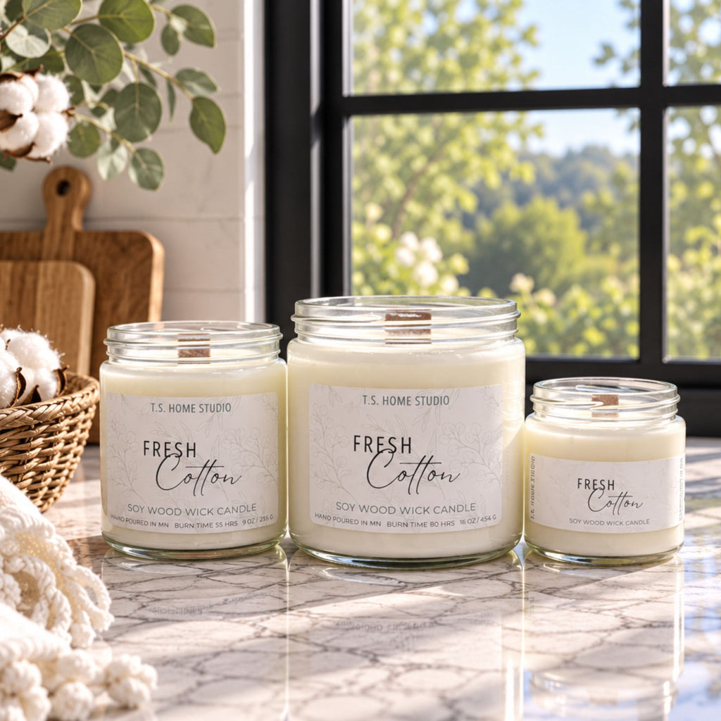 Fresh Cotton Soy Wood Wick Candle