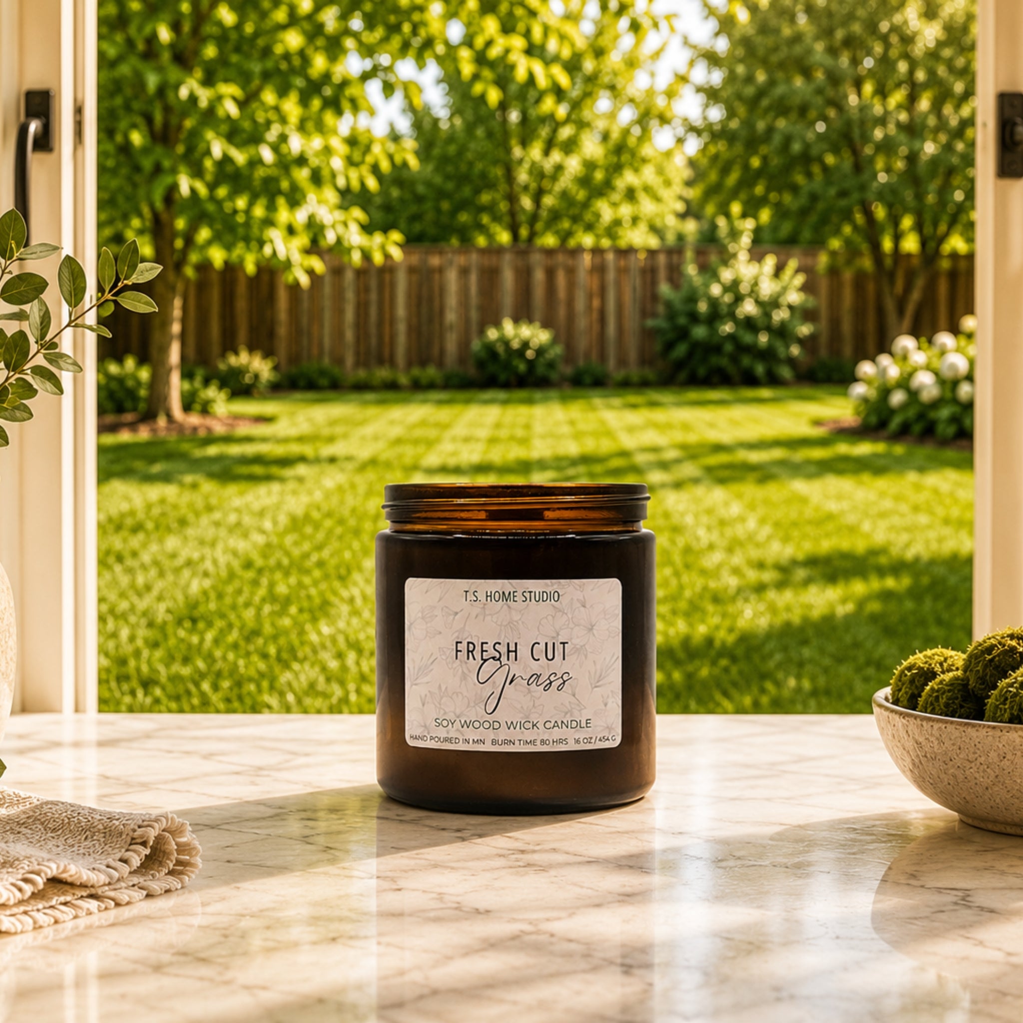 Fresh Cut Grass Soy Wood Wick Candle