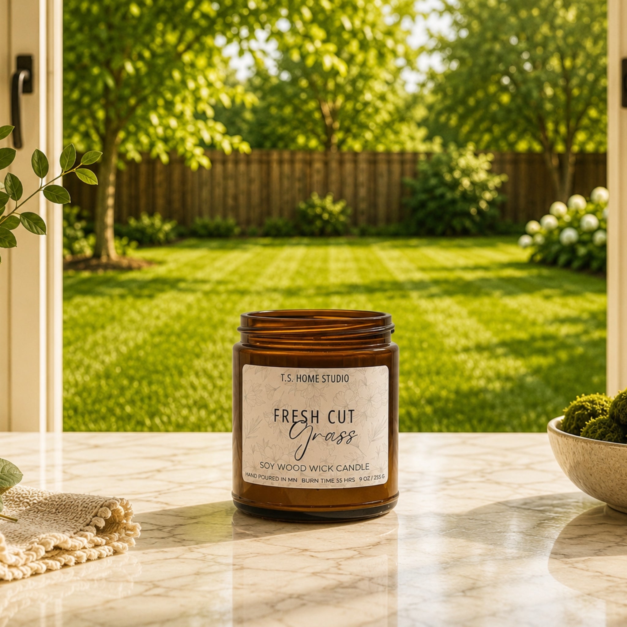 Fresh Cut Grass Soy Wood Wick Candle