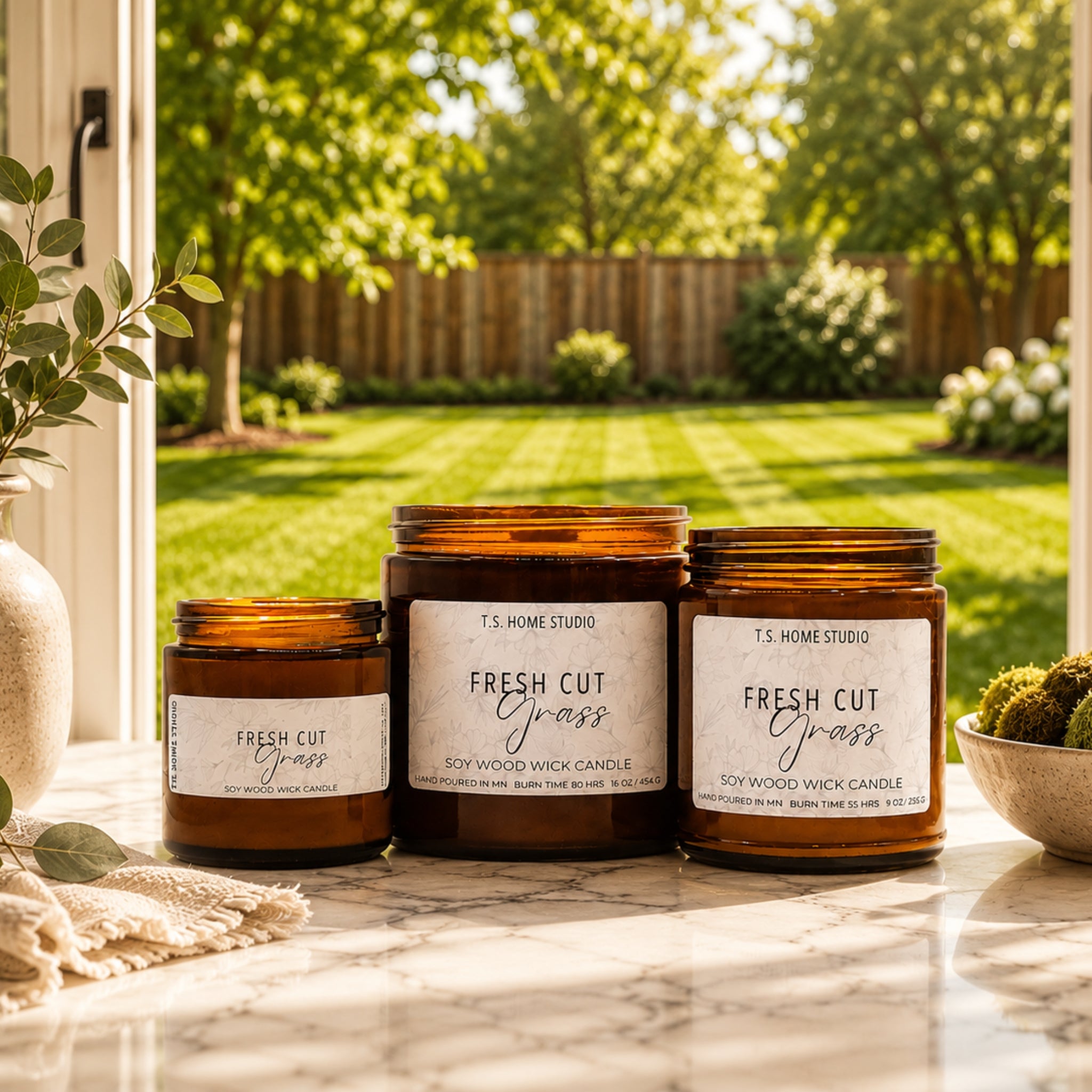 Fresh Cut Grass Soy Wood Wick Candle