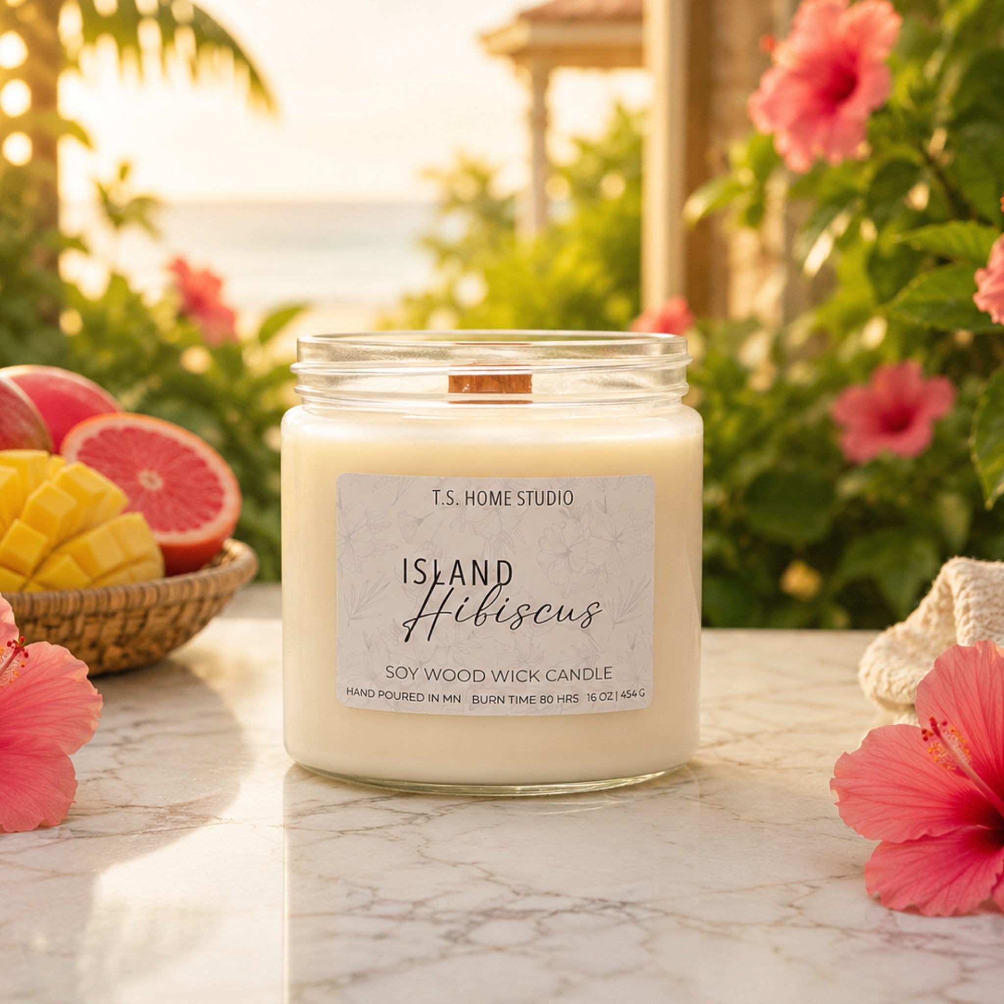 Island Hibiscus Soy Wood Wick Candle