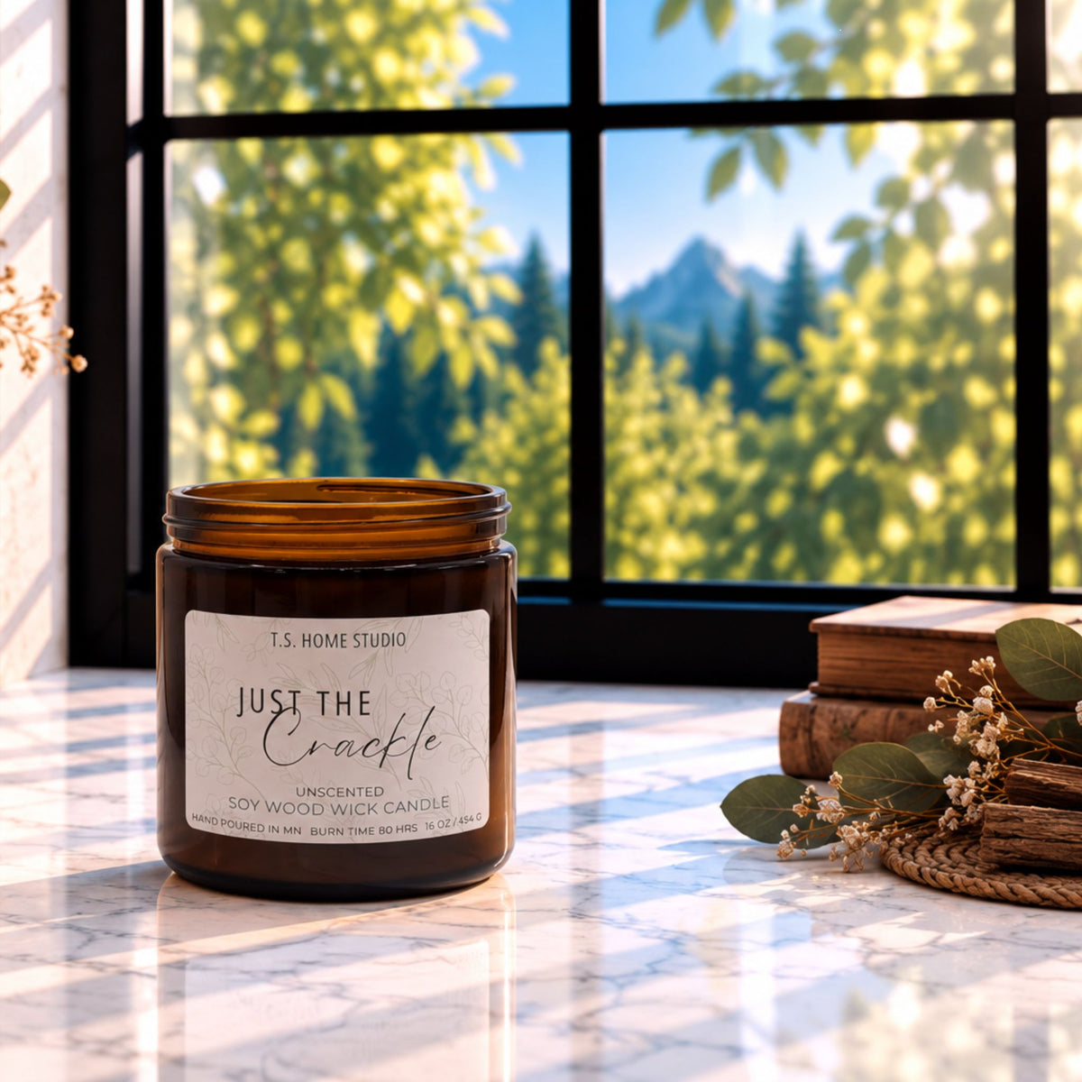 Just The Crackle Soy Wood Wick Candle