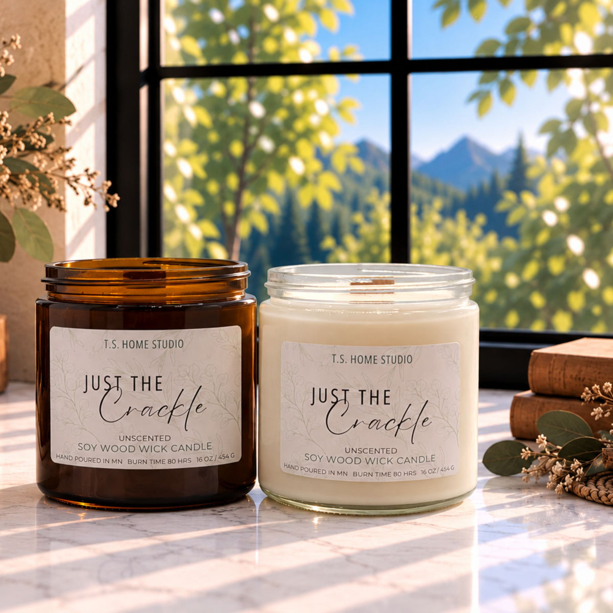 Just The Crackle Soy Wood Wick Candle