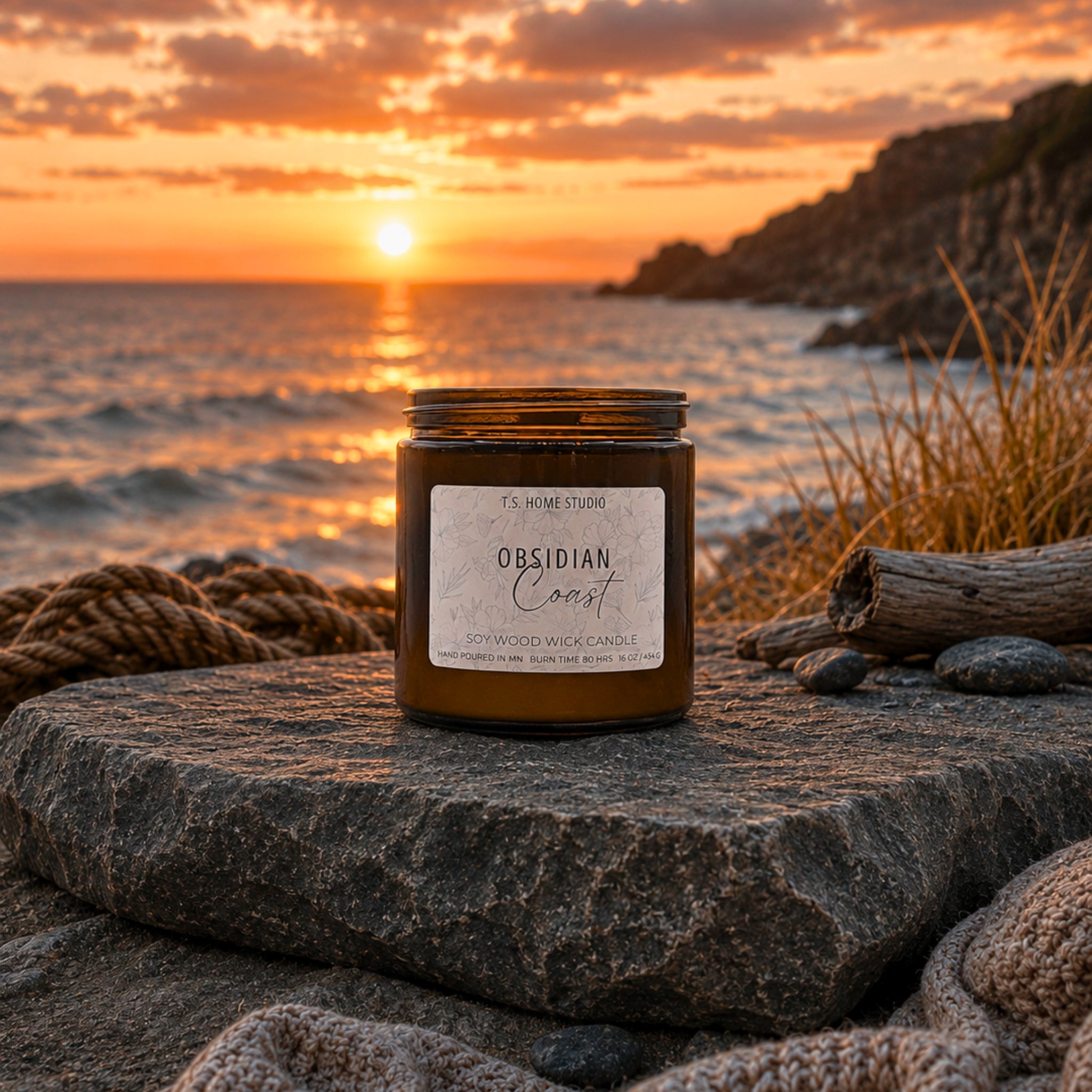 Obsidian Coast Soy Wood Wick Candle