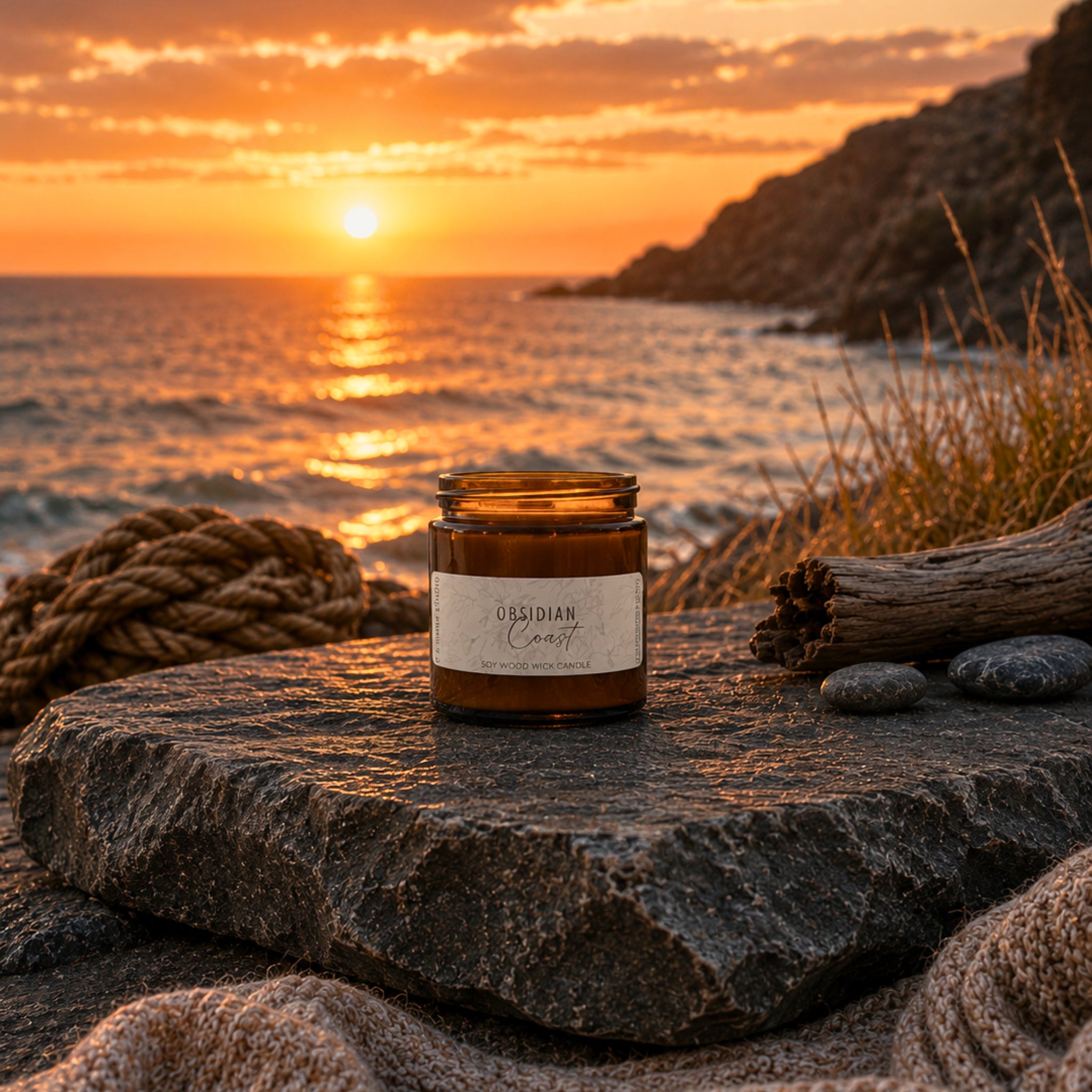 Obsidian Coast Soy Wood Wick Candle