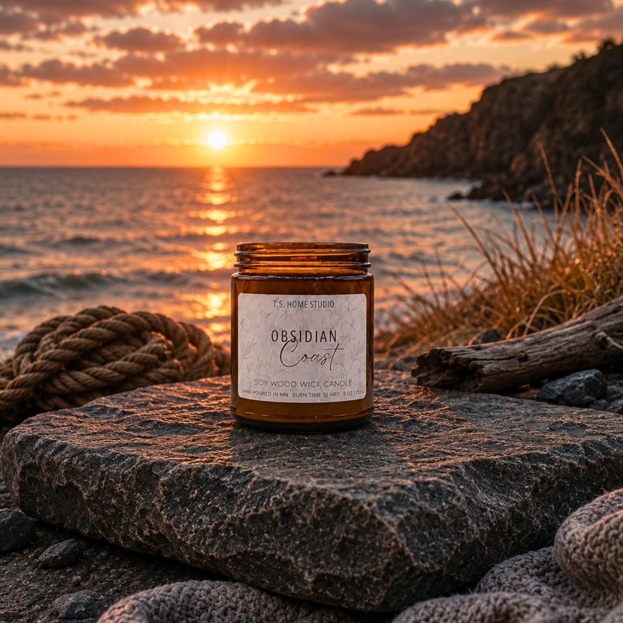 Obsidian Coast Soy Wood Wick Candle