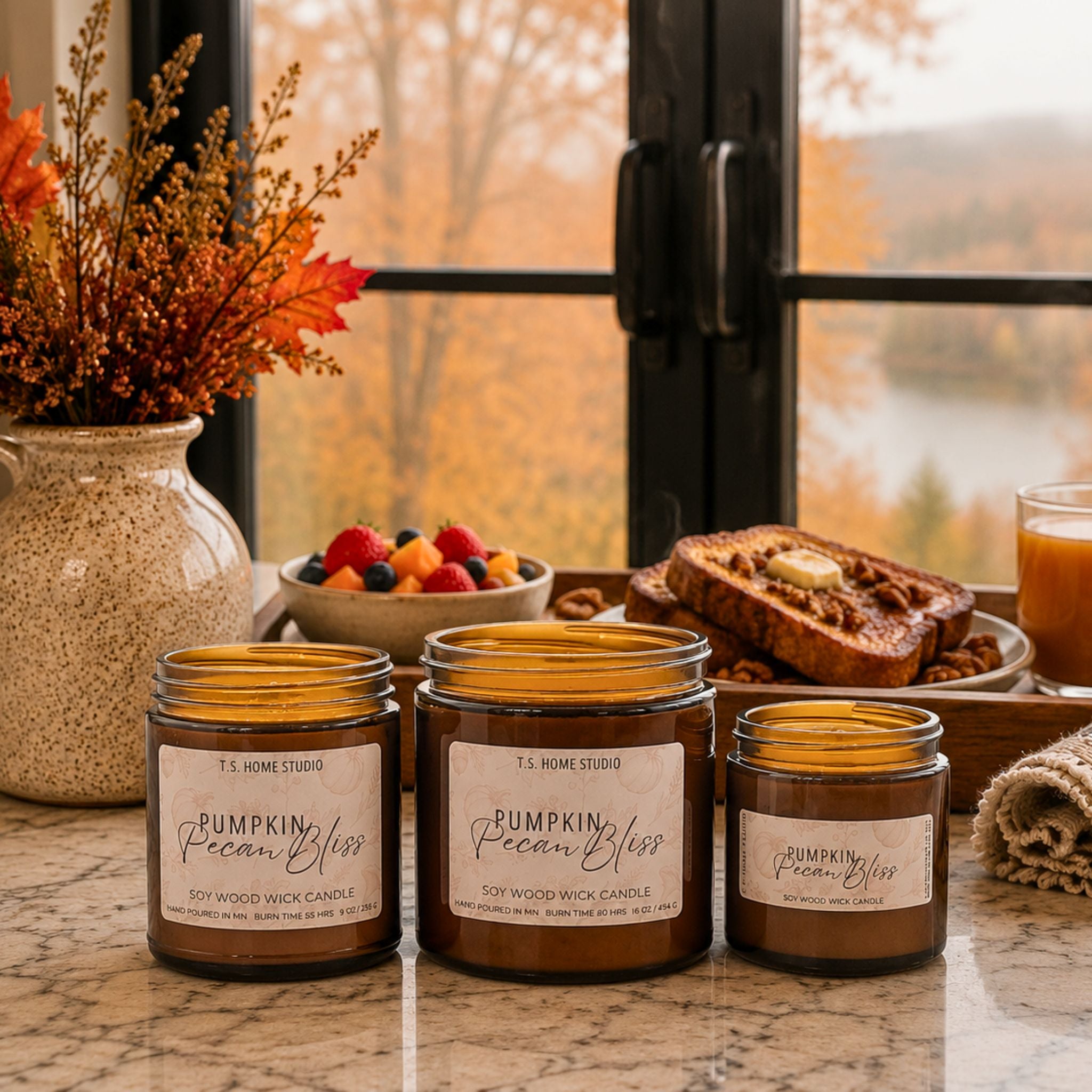 Pumpkin Pecan Bliss Soy Wood Wick Candle