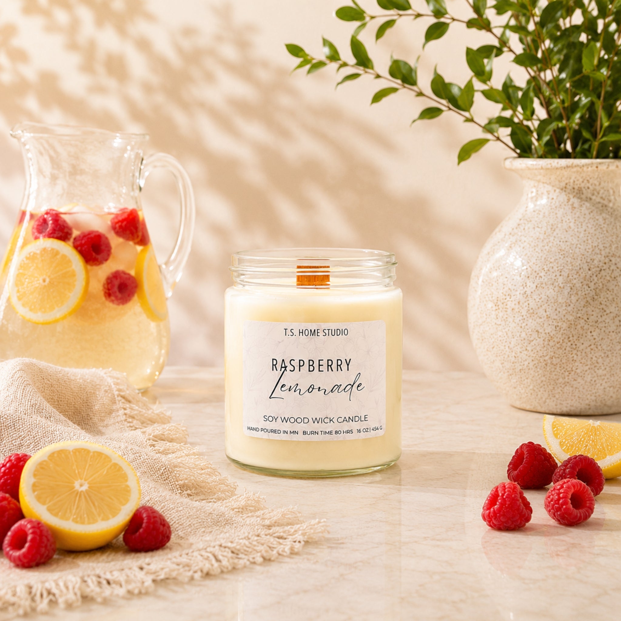 Raspberry Lemonade Soy Wood Wick Candle