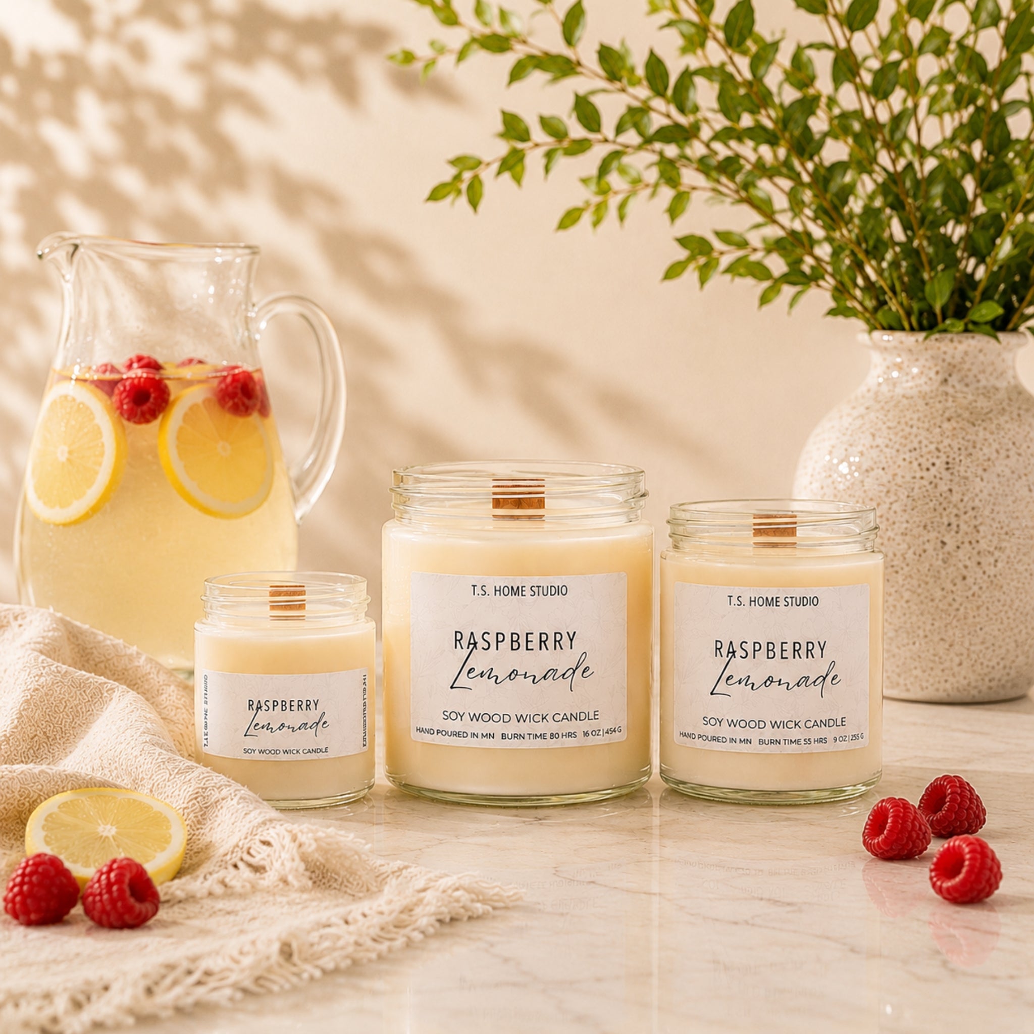 Raspberry Lemonade Soy Wood Wick Candle