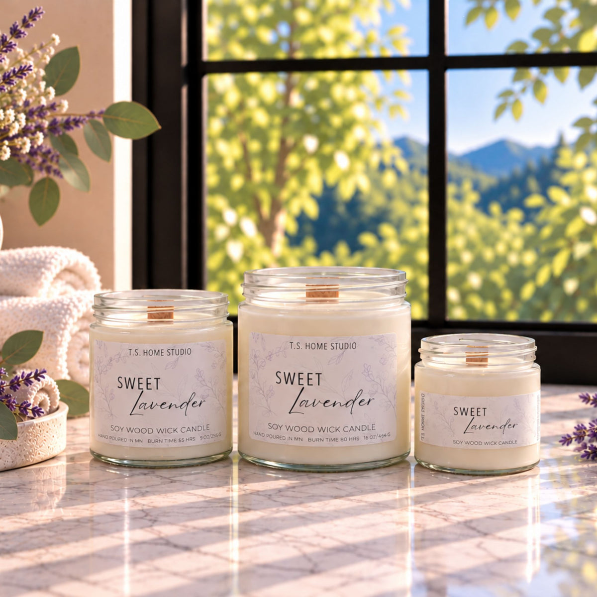 Sweet Lavender Soy Wood Wick Candle