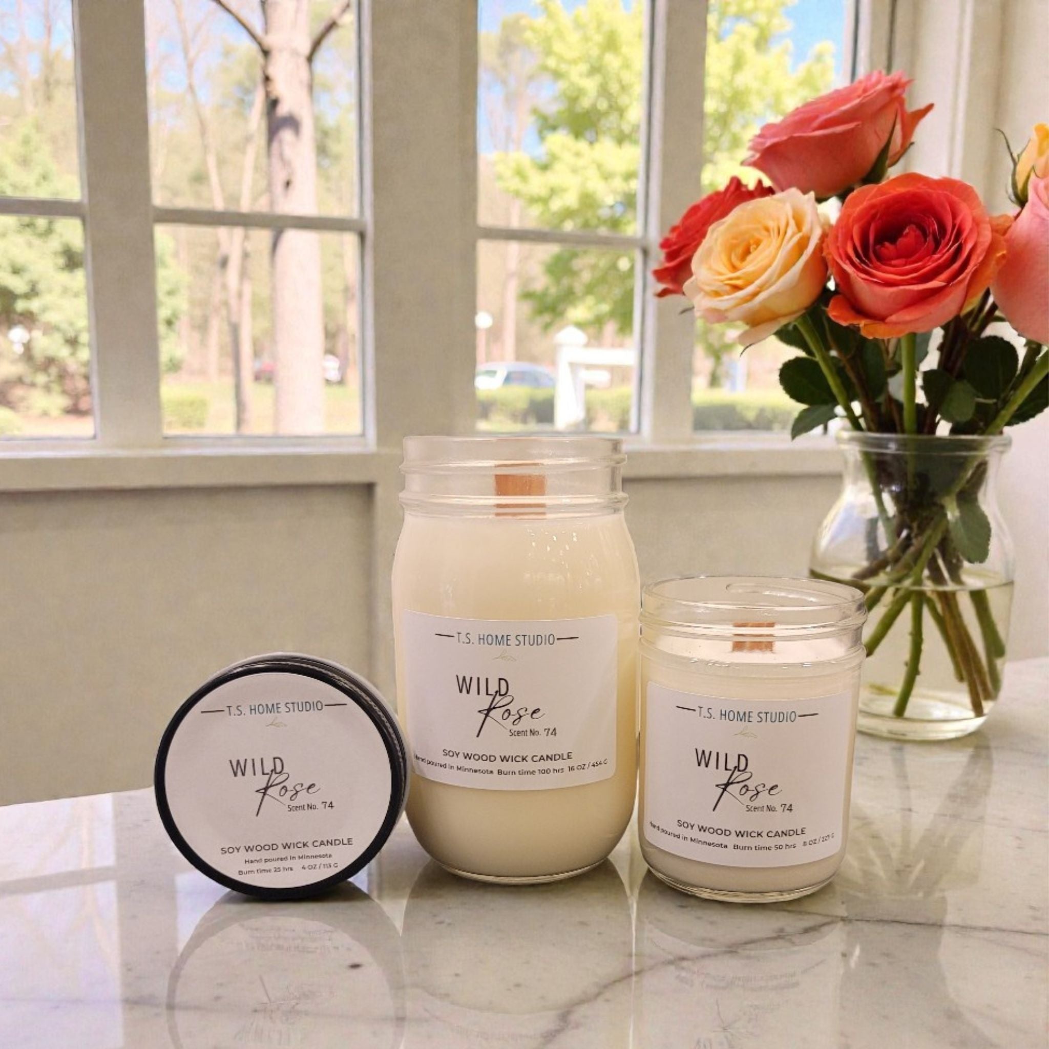 Wild Rose Soy Wood Wick Candle
